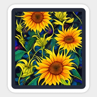 Sunflowers and Leaves Sticker